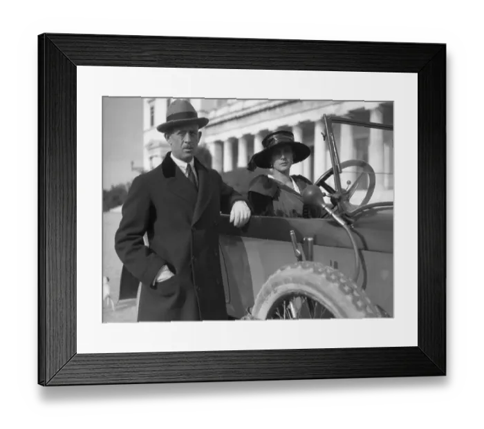 Framed Print : Prince Andrew of Greece with Princess Alice in their New Mercedes Motor at the Palace Framed Print : Prince Andrew of Greece with Princess Alice in their New Mercedes Motor at the Palace