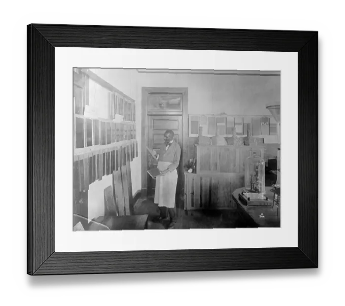 Framed Print : George Washington Carver Conducts Experiments Framed Print : George Washington Carver Conducts Experiments