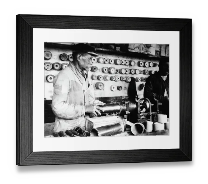 Framed Print : Craftsman Standing At Workshop Machine Framed Print : Craftsman Standing At Workshop Machine