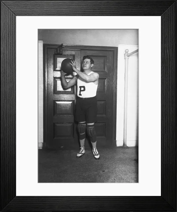 Framed Print : Babe Ruth with Basketball Framed Print : Babe Ruth with Basketball