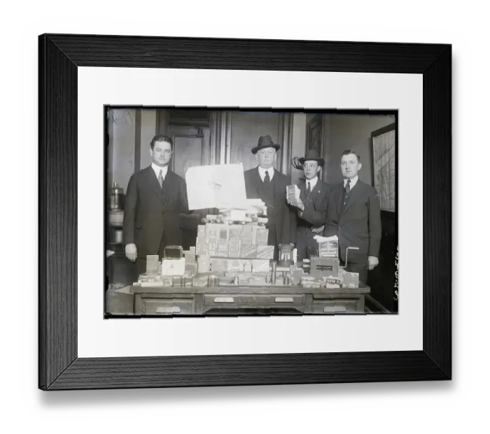 Framed Print : Police Confiscate Bootleg Gin Labels Framed Print : Police Confiscate Bootleg Gin Labels