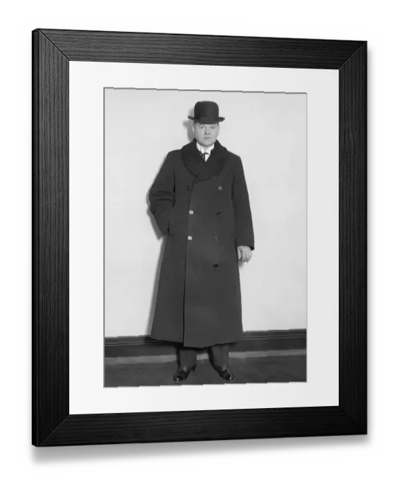 Framed Print : Portrait of Herbert Hoover Wearing Overcoat and Hat Framed Print : Portrait of Herbert Hoover Wearing Overcoat and Hat