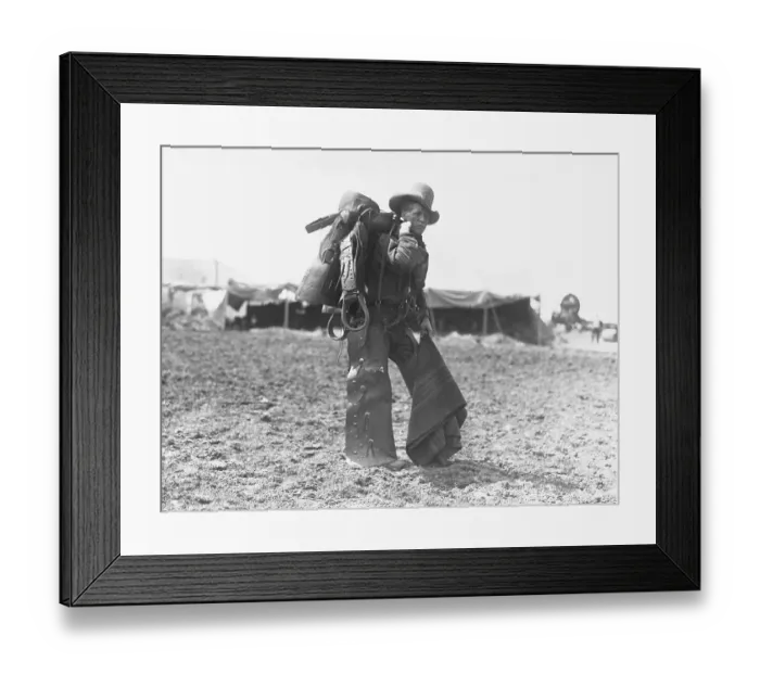 Framed Print : Cowboy In Cowboy Gear; Full Length Framed Print : Cowboy In Cowboy Gear; Full Length