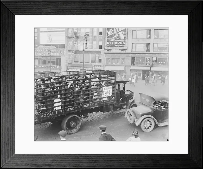 Framed Print : Women Riding in Jitney Trucks Framed Print : Women Riding in Jitney Trucks
