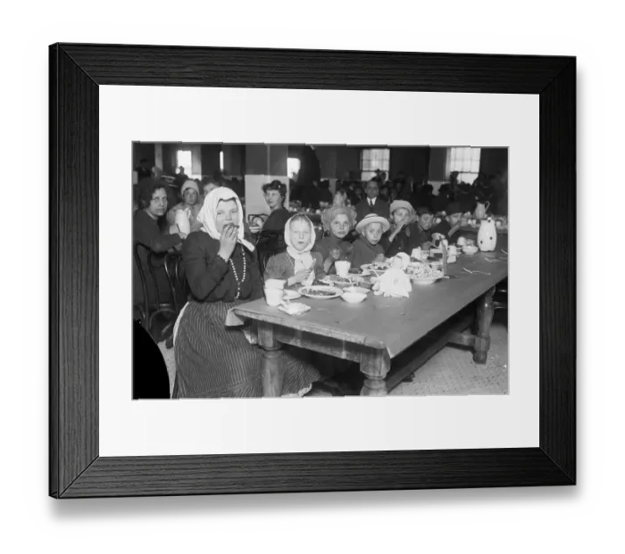 Framed Print : Immigrants Eating in Cafeteria Framed Print : Immigrants Eating in Cafeteria