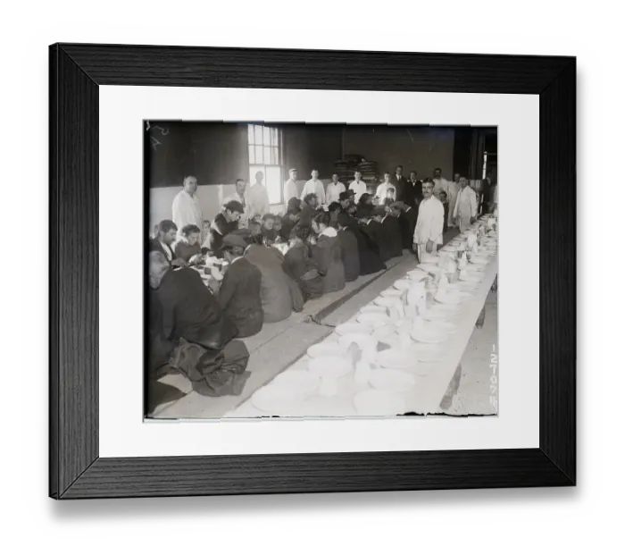 Framed Print : Immigrants Being Served Dinner Framed Print : Immigrants Being Served Dinner
