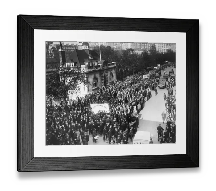 Framed Print : Parade of Unemployed on Way to Downing St Framed Print : Parade of Unemployed on Way to Downing St