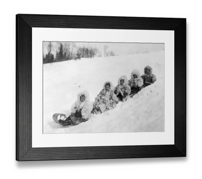 Framed Print : Canadian Indian Children On Sled Framed Print : Canadian Indian Children On Sled