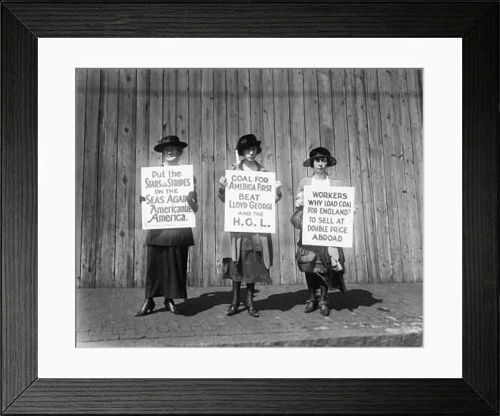Framed Print : Women with Signs Urge No Coal For England Framed Print : Women with Signs Urge No Coal For England