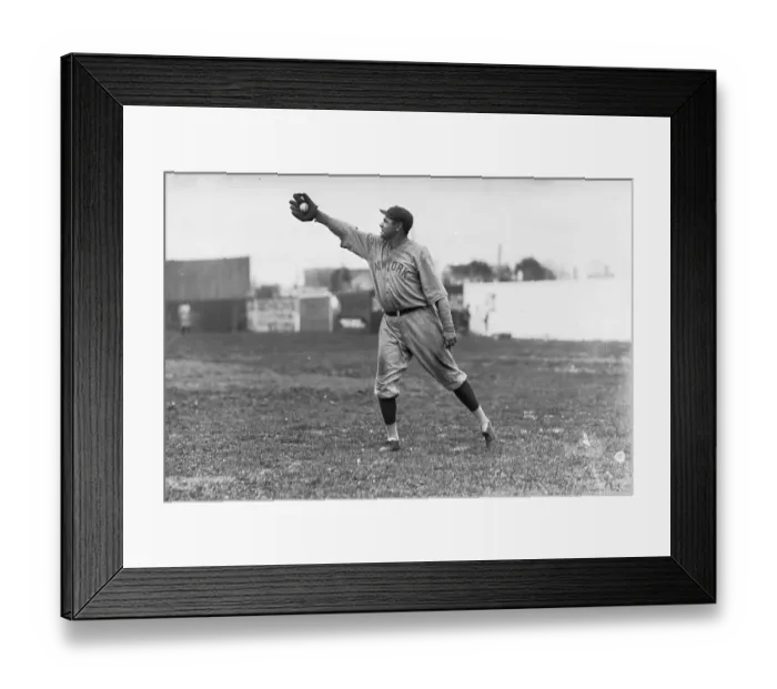 Framed Print : Baseball Great Babe Ruth Reaching for Catch
