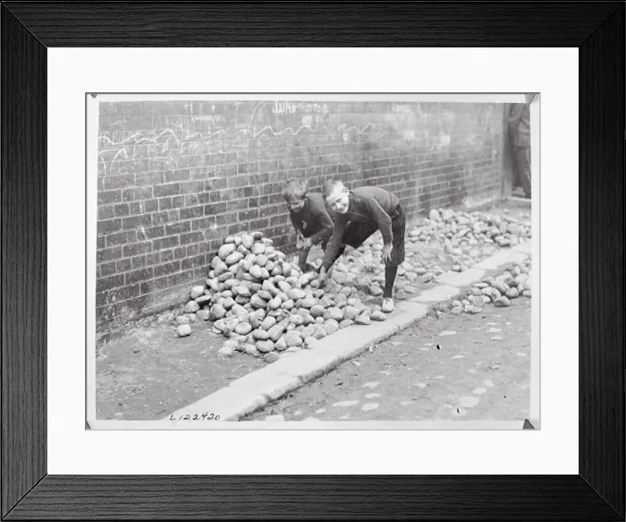 Framed Print : Children Gathering Stones