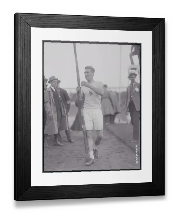 Framed Print : Olympian Frank Foss with Pole in Hand Framed Print : Olympian Frank Foss with Pole in Hand
