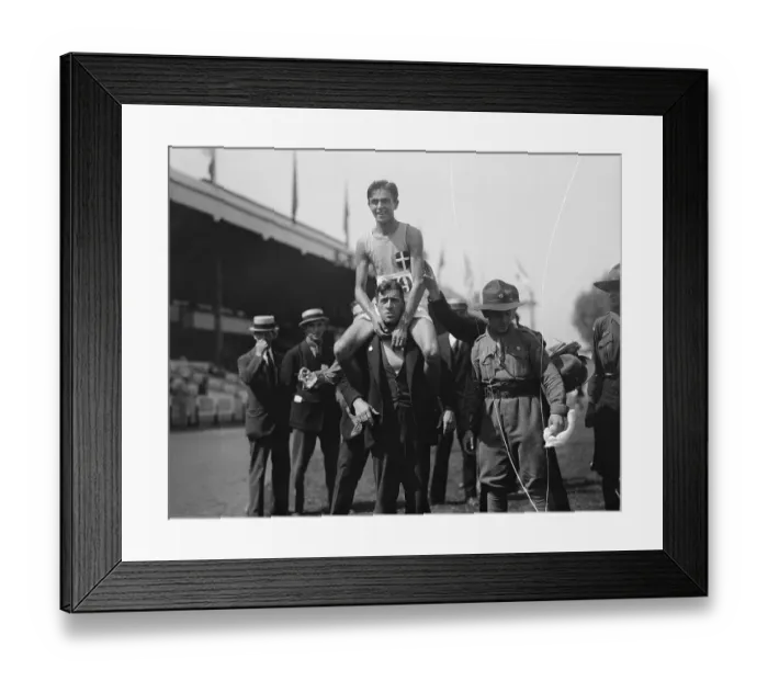 Framed Print : Ugo Frigerio Being Carried at Olympic Games Framed Print : Ugo Frigerio Being Carried at Olympic Games