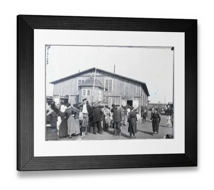 Framed Print : Immigration Refugees Wait For Dinner