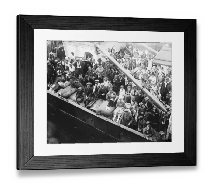 Framed Print : Immigrants on Deck of the Kroonland Framed Print : Immigrants on Deck of the Kroonland