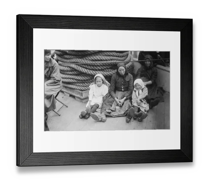 Framed Print : Women and Children Seated on Ship Framed Print : Women and Children Seated on Ship
