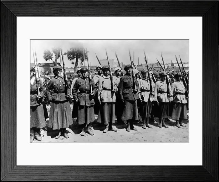Framed Print : Armed Polish Women Standing at Attention Framed Print : Armed Polish Women Standing at Attention