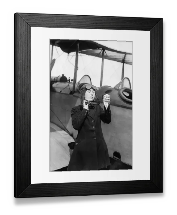 Framed Print : Aviatrix Laura Bromwell Powdering Her Face
