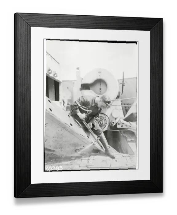 Framed Print : British Worker Dismantling Heligoland Weaponry Structure Framed Print : British Worker Dismantling Heligoland Weaponry Structure