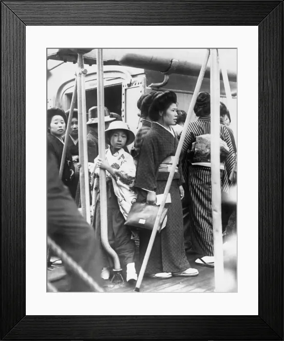 Framed Print : Japanese Immigrants Arriving Aboard the Ocean Liner Shinyu Maru Framed Print : Japanese Immigrants Arriving Aboard the Ocean Liner Shinyu Maru