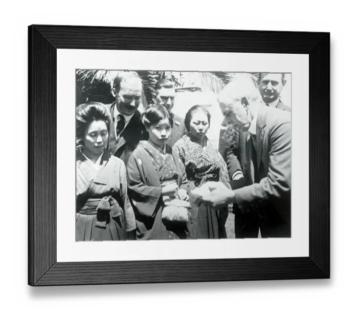 Framed Print : Officials Looking over Passports of Japanese Brides Framed Print : Officials Looking over Passports of Japanese Brides