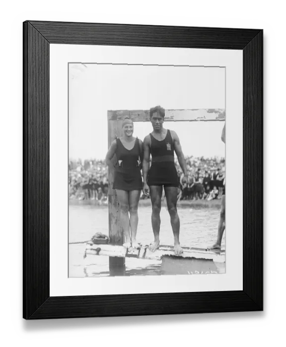 Framed Print : Swimmers Ethelda Bleibtrey and Duke Kahanamoku