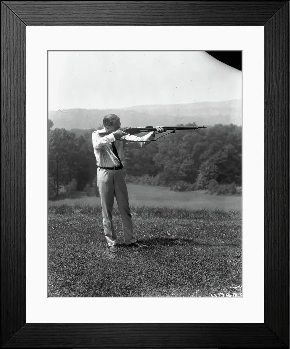 Framed Print : Franklin D. Roosevelt Aiming Rifle Framed Print : Franklin D. Roosevelt Aiming Rifle