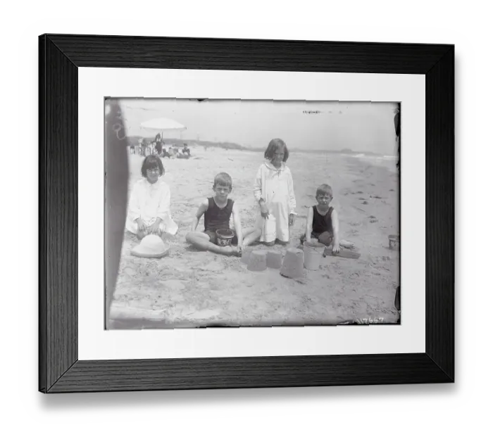 Framed Print : Society Children Playing at Beach Framed Print : Society Children Playing at Beach
