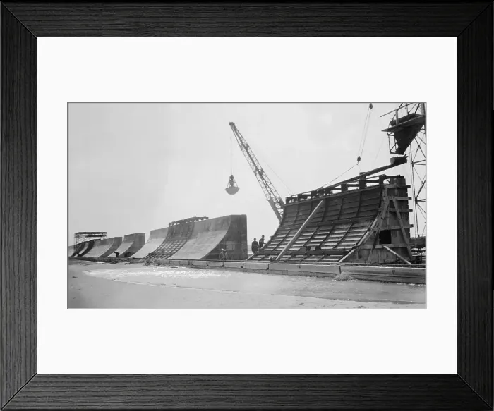 Framed Print : Construction of Seawall in Texas Framed Print : Construction of Seawall in Texas