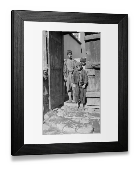 Framed Print : Waifs Waiting at Orphanage Door Framed Print : Waifs Waiting at Orphanage Door