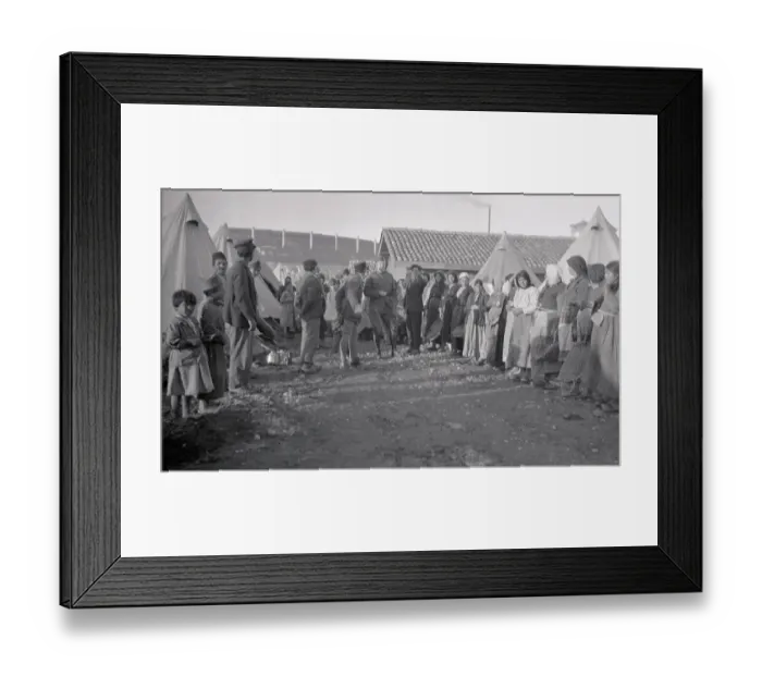 Framed Print : Major Arnold Roth Bey Inspecting Refugee Camp Framed Print : Major Arnold Roth Bey Inspecting Refugee Camp