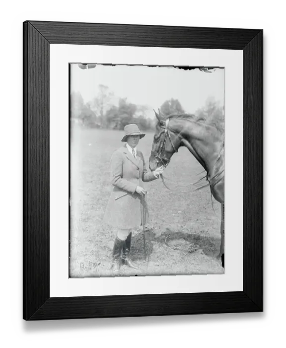 Framed Print : Socialite Posing with Racing Horse Framed Print : Socialite Posing with Racing Horse