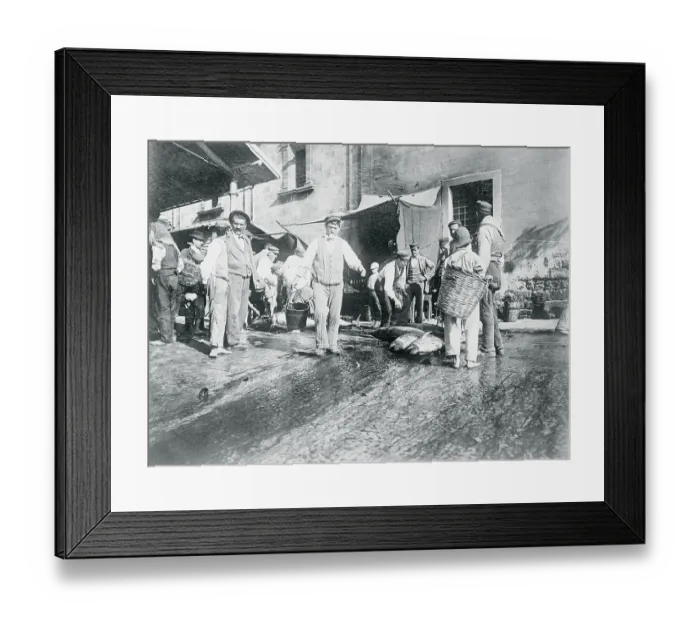 Framed Print : Customers Choosing Fish at Market Framed Print : Customers Choosing Fish at Market