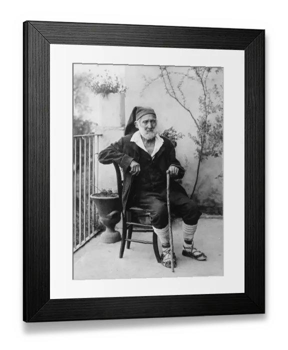 Framed Print : Man Sitting on His Porch