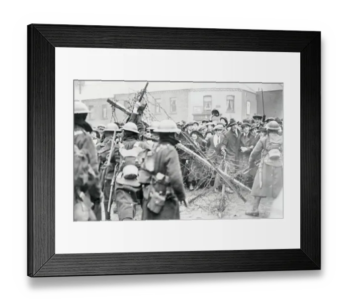 Framed Print : Crowds Trying to Force Barricade Framed Print : Crowds Trying to Force Barricade
