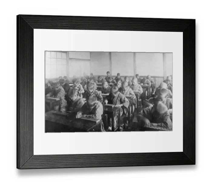 Framed Print : Japanese Students Using Abacus