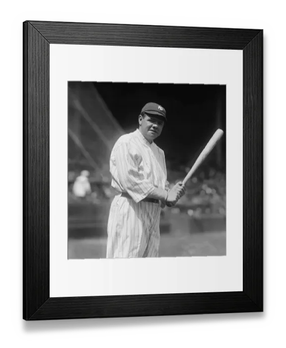 Framed Print : Baseball Player Babe Ruth Holding Bat Framed Print : Baseball Player Babe Ruth Holding Bat