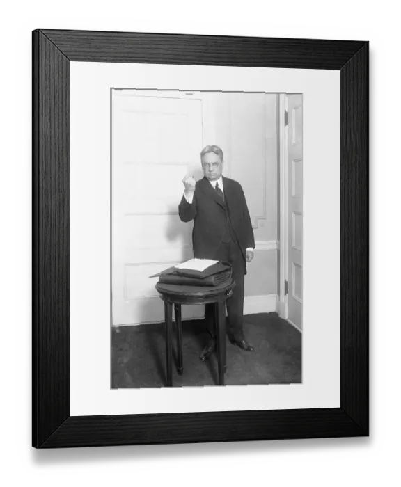 Framed Print : Senator Hiram Johnson Raising a Fist Framed Print : Senator Hiram Johnson Raising a Fist