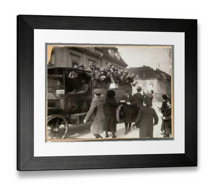 Framed Print : Soldiers in Truck Throwing out Documents Framed Print : Soldiers in Truck Throwing out Documents