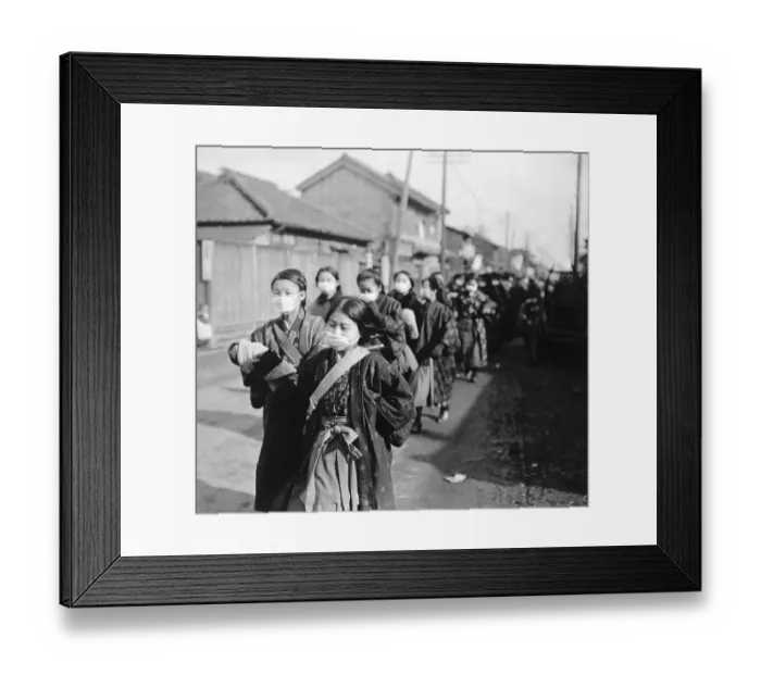 Framed Print : Japanese Girls Wear Masks for Protection Framed Print : Japanese Girls Wear Masks for Protection