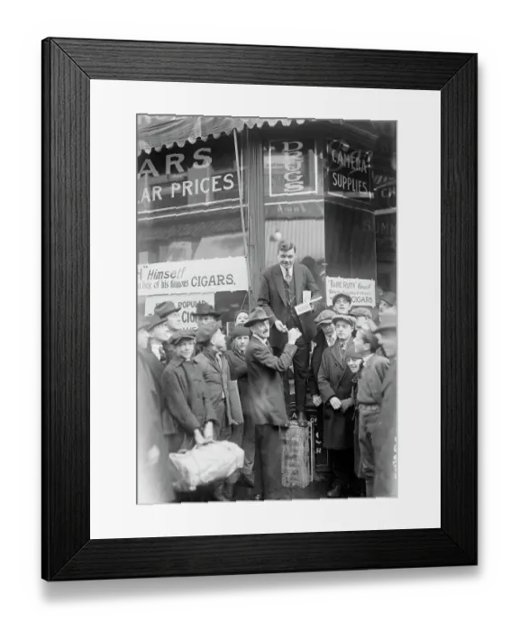 Framed Print : Baseball Player Babe Ruth Selling His Cigars Framed Print : Baseball Player Babe Ruth Selling His Cigars