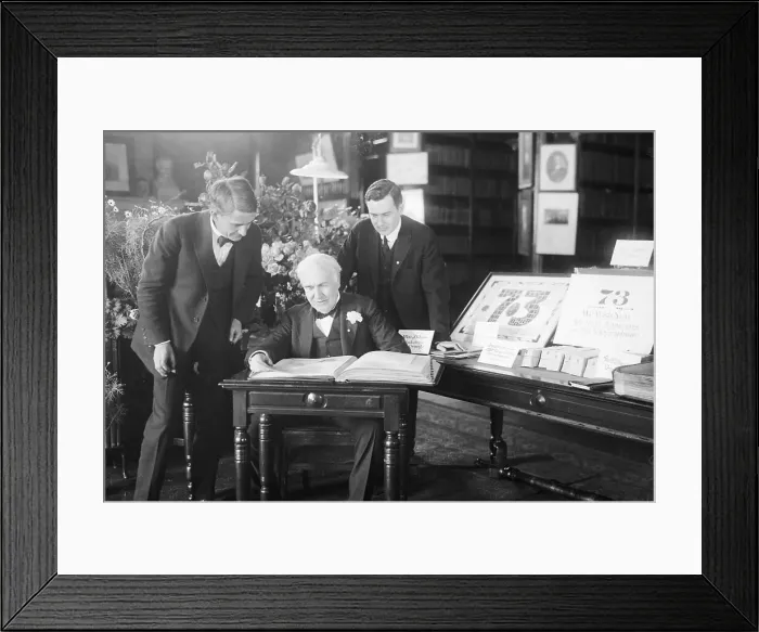 Framed Print : Thomas Edison and Sons in Office Framed Print : Thomas Edison and Sons in Office