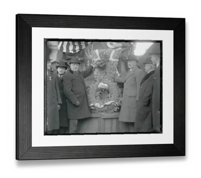 Framed Print : Charles Schwab and Others Standing Near a Wreath Framed Print : Charles Schwab and Others Standing Near a Wreath