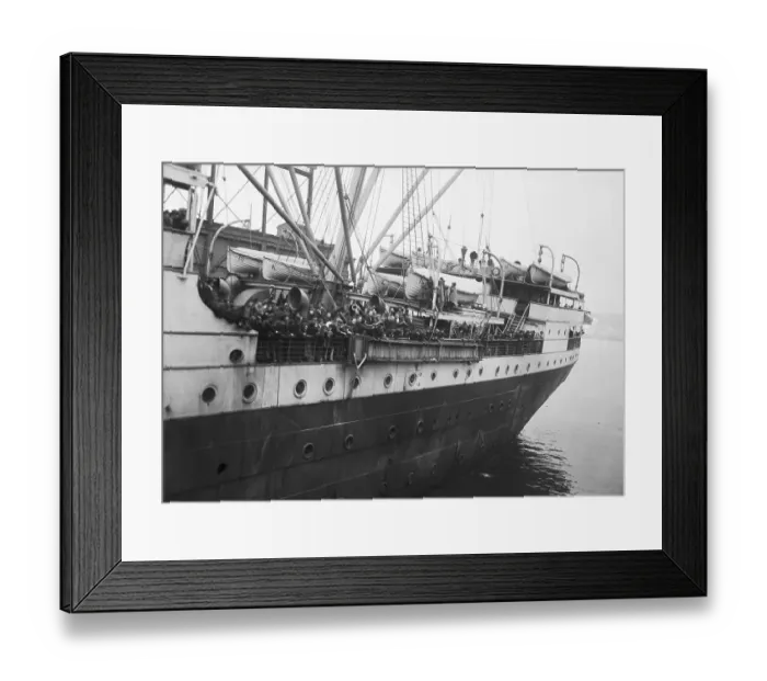Framed Print : Immigrants Crowd Deck of Ship Framed Print : Immigrants Crowd Deck of Ship