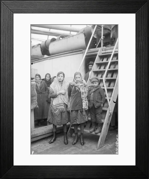 Framed Print : Three Immigrant Children on Boat Framed Print : Three Immigrant Children on Boat