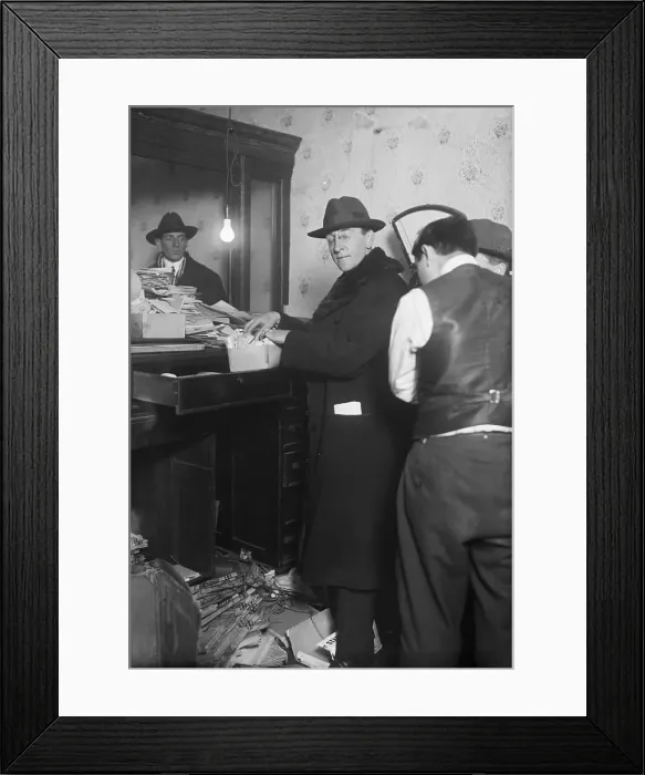 Framed Print : Agents Searching Office for Communist Connections Framed Print : Agents Searching Office for Communist Connections