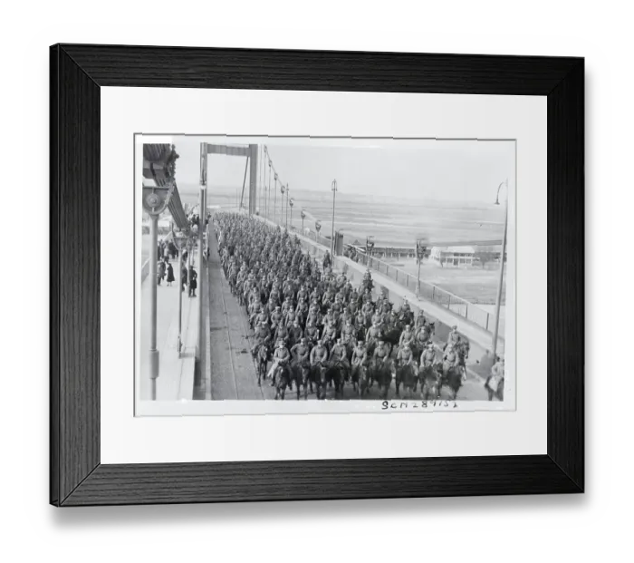 Framed Print : Serb Cavalry Tests Belgrade's New Suspension Bridge Framed Print : Serb Cavalry Tests Belgrade's New Suspension Bridge