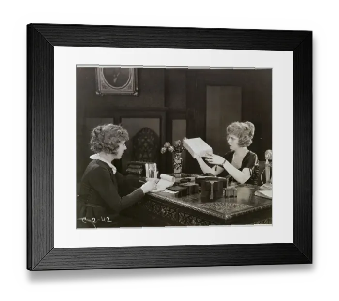 Framed Print : Bessie Barriscale Examining Package Framed Print : Bessie Barriscale Examining Package