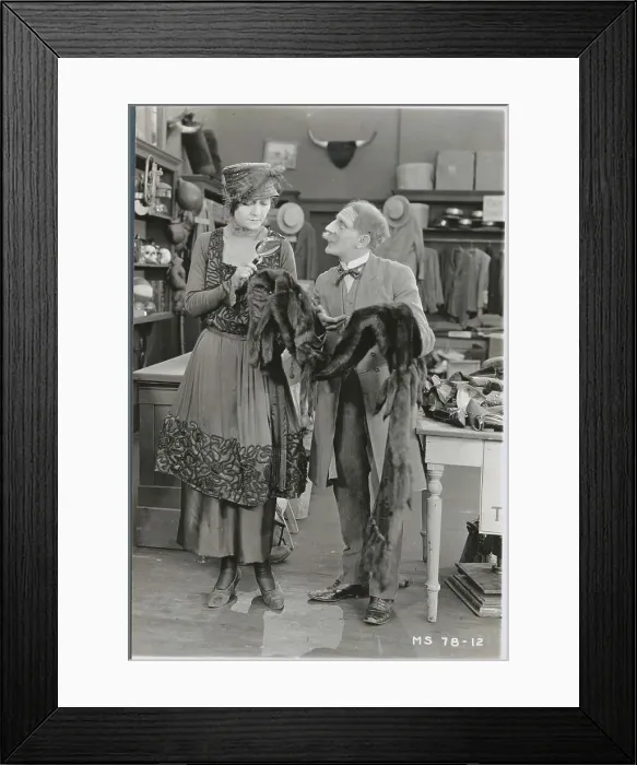 Framed Print : Women Examing Fox Stole Framed Print : Women Examing Fox Stole
