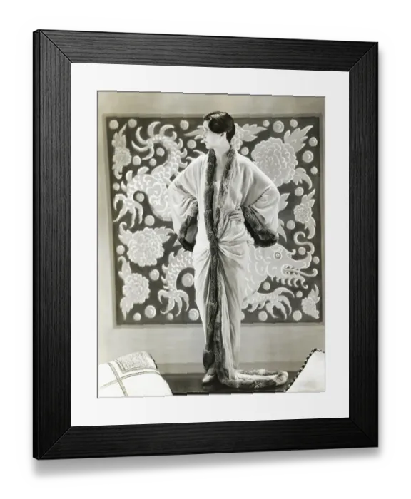 Framed Print : Kay Francis in Asian Style Fur Trimmed Robe Framed Print : Kay Francis in Asian Style Fur Trimmed Robe